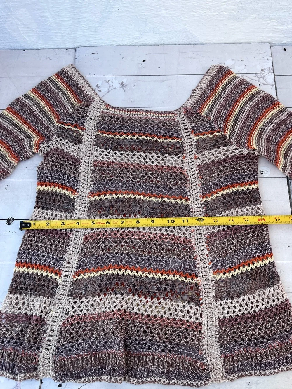 Free People Multi-Color Open Knit Striped Long Sleeve